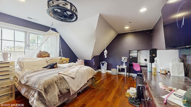 8N594 S Mclean Blvd, South Elgin, IL 60177 - bedroom with wood finished floors, lofted ceiling, and recessed lighting