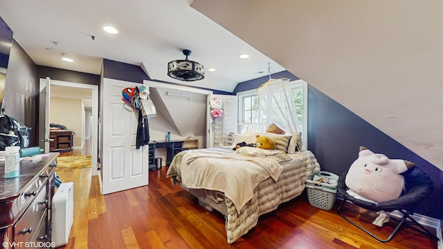 8N594 S Mclean Blvd, South Elgin, IL 60177 - bedroom with wood finished floors, lofted ceiling, and recessed lighting
