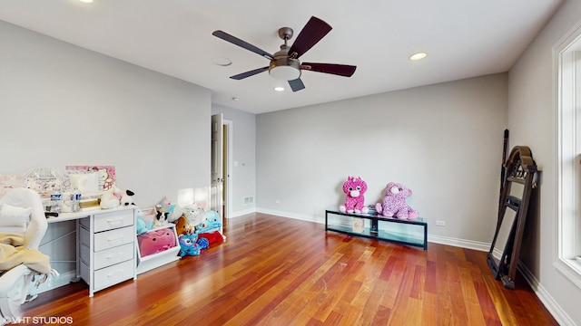 8N594 S Mclean Blvd, South Elgin, IL 60177 - game room featuring recessed lighting, wood finished floors, and ceiling fan