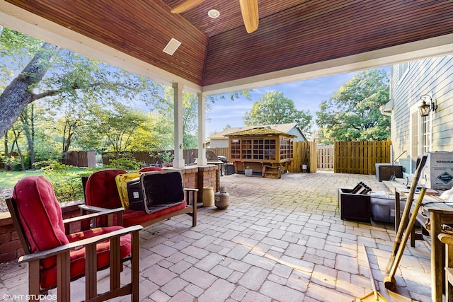8N594 S Mclean Blvd, South Elgin, IL 60177 - fenced backyard featuring a patio area and an outbuilding