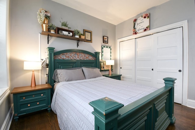 4419 N Racine Ave Unit 1N, Chicago, IL 60640 - bedroom with dark wood finished floors and a closet