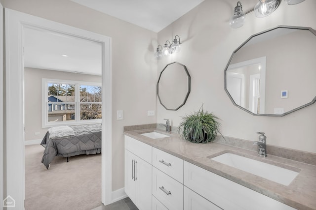 4920 Stonewall Ave, Downers Grove, IL 60515 - full bathroom with double vanity, baseboards, and ensuite bathroom