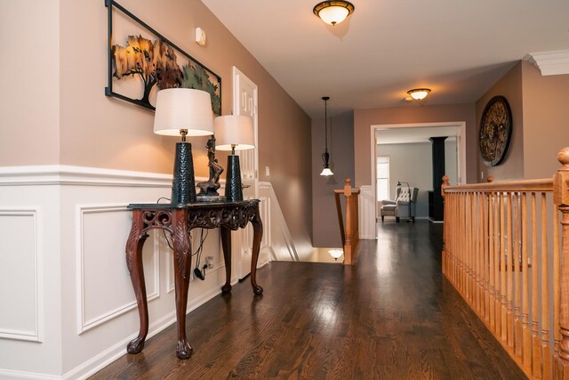 406 Elderberry Ln, Streamwood, IL 60107 - hallway featuring an upstairs landing, wood finished floors, and baseboards