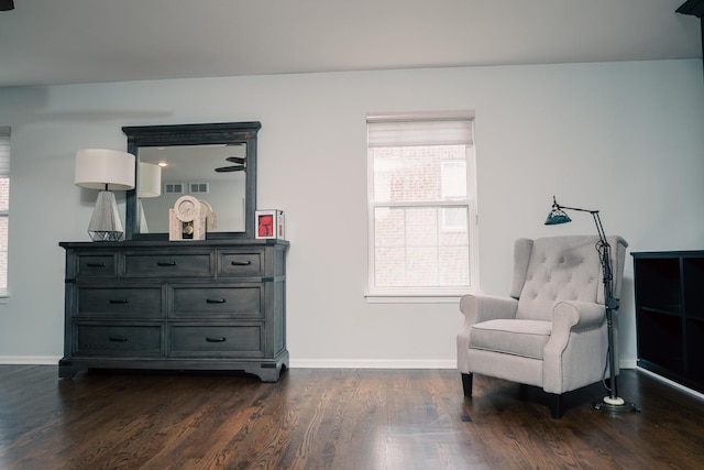 406 Elderberry Ln, Streamwood, IL 60107 - living area with dark wood-style flooring and baseboards