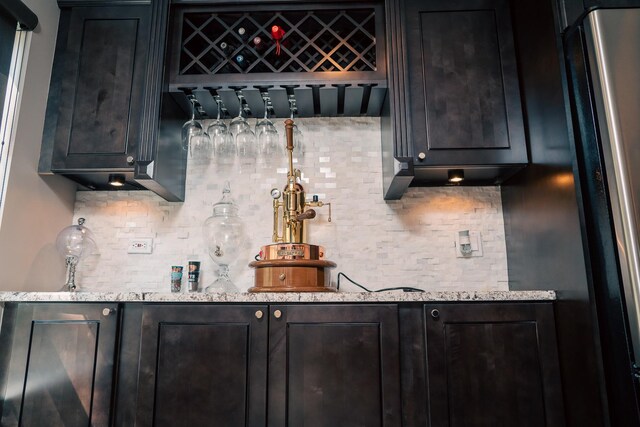 406 Elderberry Ln, Streamwood, IL 60107 - indoor dry bar with decorative backsplash and freestanding refrigerator