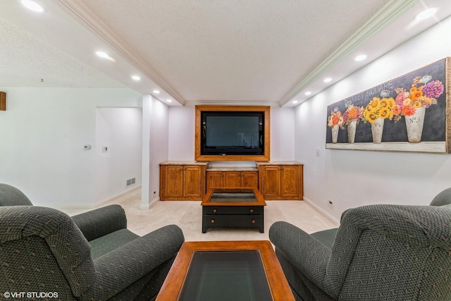 37782 N Cedar Lake Rd, Lake Villa, IL 60046 - home theater with recessed lighting, a textured ceiling, and light colored carpet