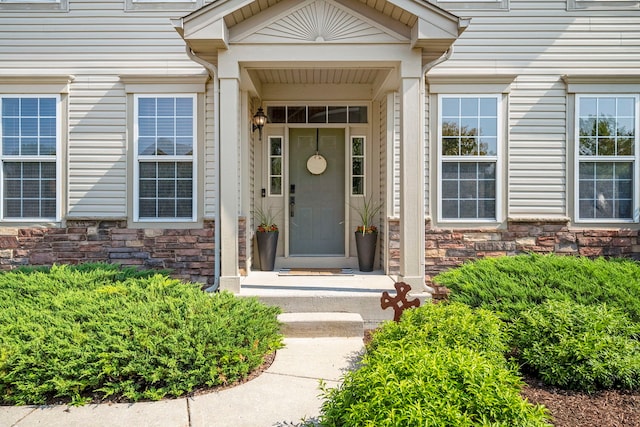 1014 Bayside Ln, Shorewood, IL 60404 - doorway to property with stone siding