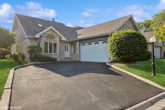 3 Lake Katherine Dr Unit 0, Palos Heights, IL 60463 - view of front of property featuring driveway, a garage, roof with shingles, a front yard, and brick siding