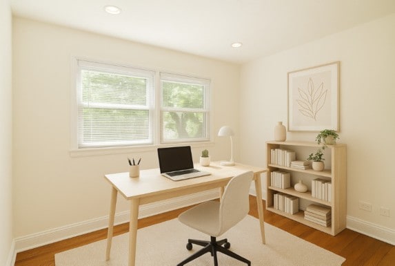 6N002 Laurel Dr, Medinah, IL 60157 - office space featuring wood finished floors, baseboards, and recessed lighting