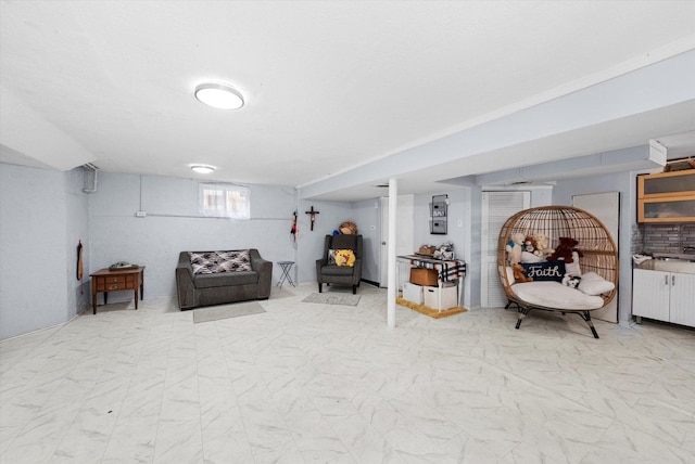 9141 S Albany Ave S, Evergreen Park, IL 60805 - sitting room featuring light marble finish flooring
