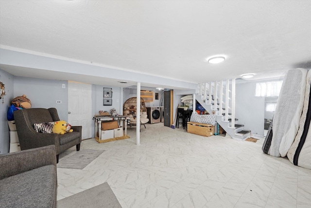 9141 S Albany Ave S, Evergreen Park, IL 60805 - below grade area with stairs and washer and clothes dryer