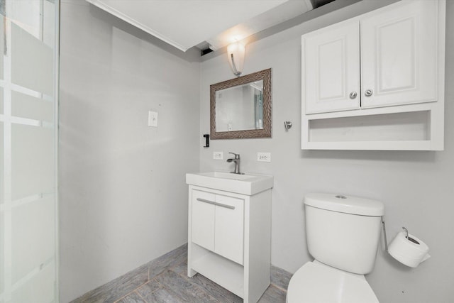 9141 S Albany Ave S, Evergreen Park, IL 60805 - bathroom with vanity, toilet, crown molding, and baseboards
