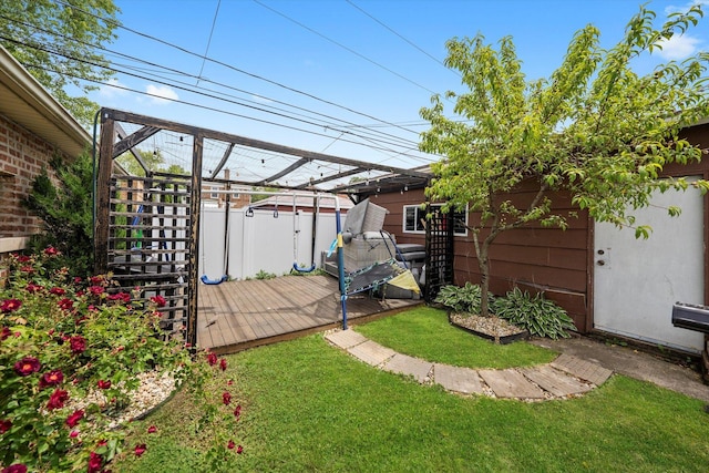 9141 S Albany Ave S, Evergreen Park, IL 60805 - view of yard featuring a wooden deck and stairs