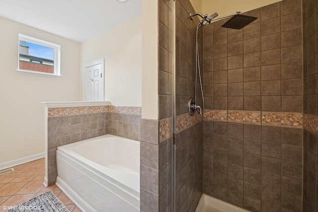 3721 N Sheffield Ave Unit B2, Chicago, IL 60613 - full bathroom with a stall shower, a bath, and tile patterned floors