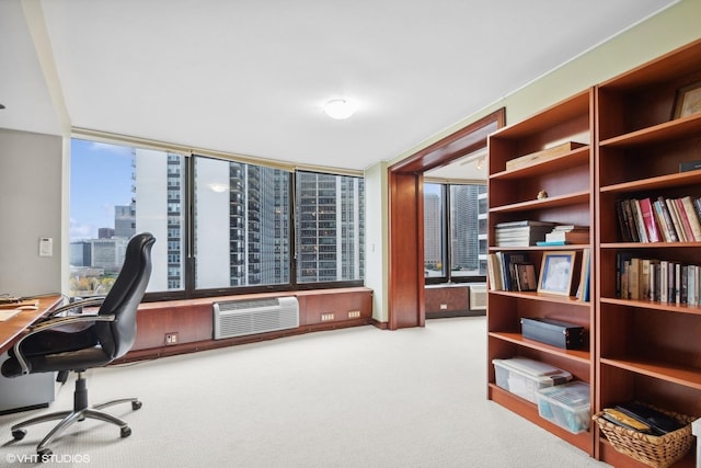 155 N Harbor Dr Unit 1103, Chicago, IL 60601 - carpeted office with a wall mounted AC and a city view