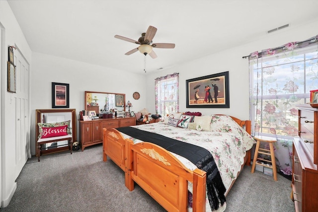 6010 Peart Rd, Morris, IL 60450 - bedroom with light colored carpet and ceiling fan