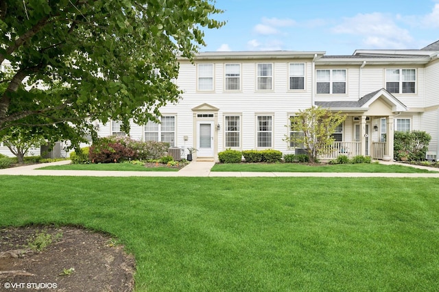 707 Morris Ct, Lakemoor, IL 60051 - townhome / multi-family property featuring a front yard, a porch, and central air condition unit