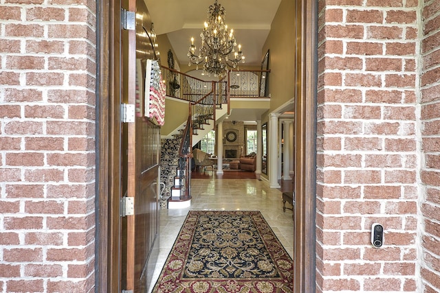 26285 W Roberts Ln, Barrington, IL 60010 - foyer featuring stairs, a chandelier, and a towering ceiling