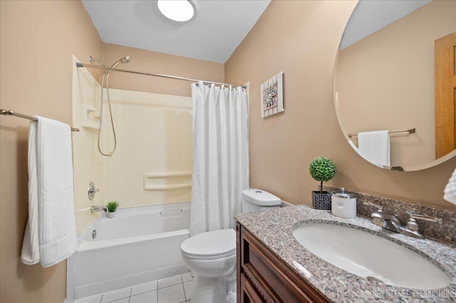 6416 W Rawson Bridge Rd W, Cary, IL 60013 - full bathroom with toilet, shower / bathtub combination with curtain, vanity, and tile patterned floors