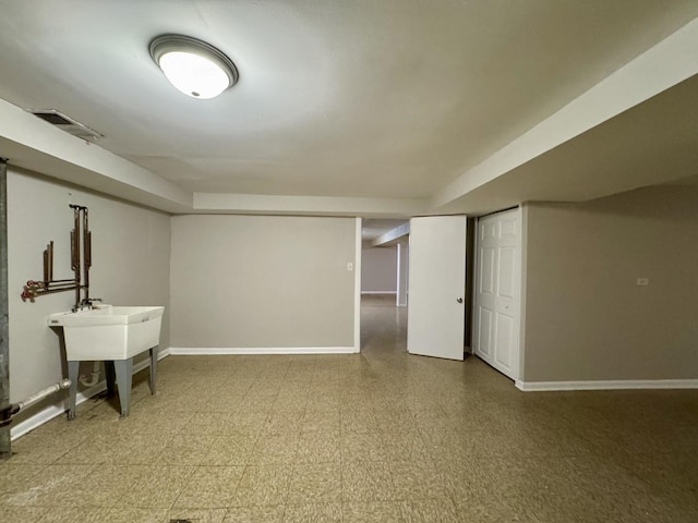 16159 Long Ave, Oak Forest, IL 60452 - finished below grade area with tile patterned floors and baseboards