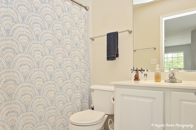 411 Lake Plumleigh Way, Algonquin, IL 60102 - bathroom featuring toilet, vanity, and a shower with shower curtain