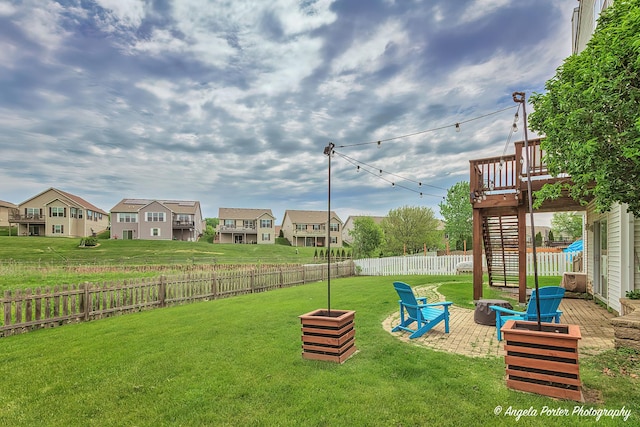 411 Lake Plumleigh Way, Algonquin, IL 60102 - view of yard with a deck, an outdoor fire pit, a patio area, stairway, and a residential view