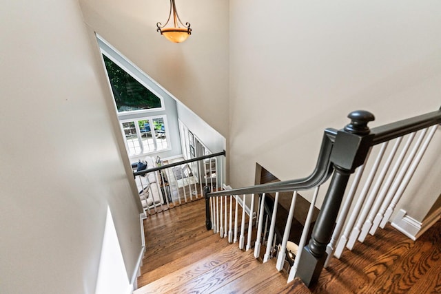 41W877 Hunters Rdg, Saint Charles, IL 60175 - staircase featuring wood finished floors and a towering ceiling