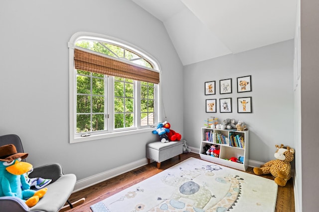 41W877 Hunters Rdg, Saint Charles, IL 60175 - playroom featuring vaulted ceiling and wood finished floors