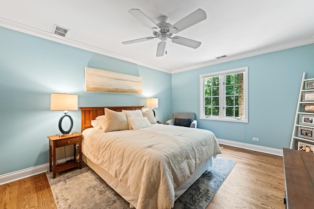 41W877 Hunters Rdg, Saint Charles, IL 60175 - bedroom featuring crown molding, wood finished floors, and ceiling fan