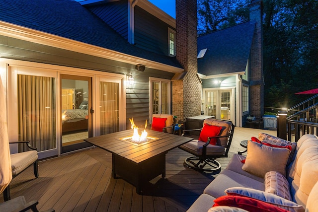 41W877 Hunters Rdg, Saint Charles, IL 60175 - deck featuring an outdoor living space with a fire pit