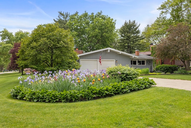 22W300 Arbor Ln, Glen Ellyn, IL 60137 - view of front of house featuring a chimney, a front yard, and an attached garage