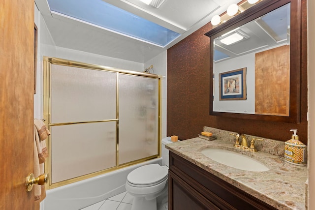 22W300 Arbor Ln, Glen Ellyn, IL 60137 - bathroom with vanity, toilet, shower / bath combination with glass door, and tile patterned floors