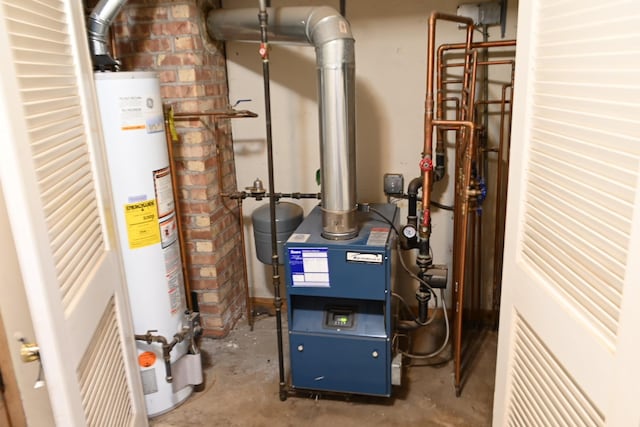 17315 Bryant Ln, Hazel Crest, IL 60429 - utility room featuring gas water heater and a heating unit