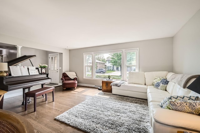 807 S Saylor Ave, Elmhurst, IL 60126 - living room with wood finished floors and decorative columns