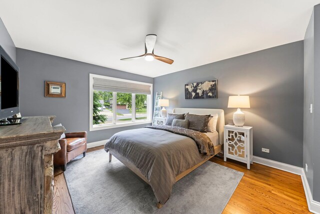 581 Summerdale Ave, Glen Ellyn, IL 60137 - bedroom with baseboards, light wood finished floors, and ceiling fan
