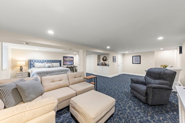 581 Summerdale Ave, Glen Ellyn, IL 60137 - bedroom with dark colored carpet, baseboards, recessed lighting, and a closet