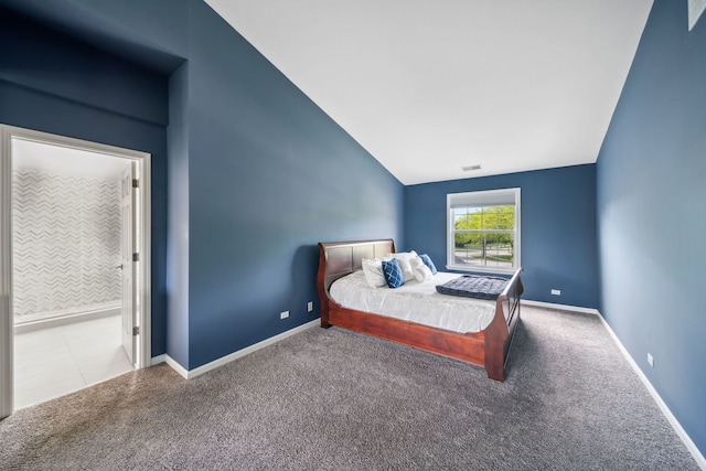 2205 Miramar Ct, Buffalo Grove, IL 60089 - bedroom featuring carpet floors, vaulted ceiling, and baseboards