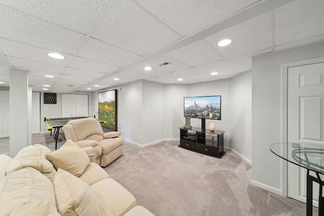 2205 Miramar Ct, Buffalo Grove, IL 60089 - carpeted living area with baseboards, recessed lighting, billiards, and a drop ceiling