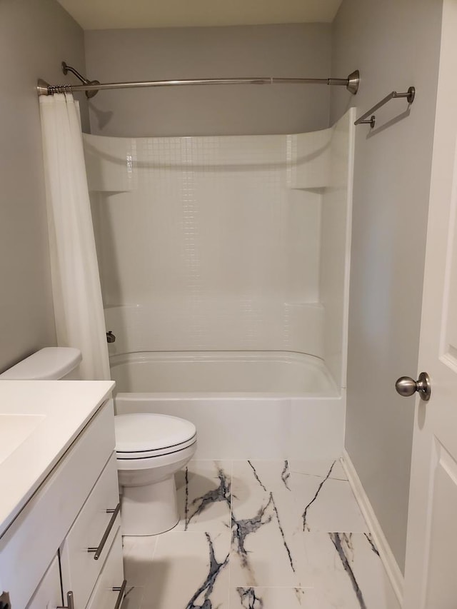 754 Westbury Dr, Cary, IL 60013 - full bath with vanity, shower / bath combination with curtain, and marble finish flooring
