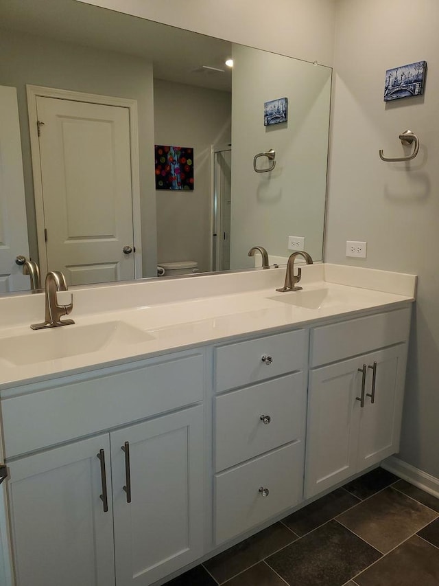 754 Westbury Dr, Cary, IL 60013 - bathroom featuring double vanity, tile patterned flooring, and a stall shower