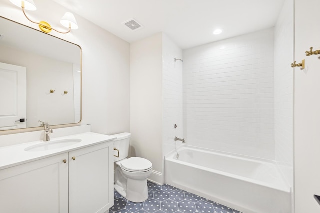 6202 Flagg Creek Ln, Western Springs, IL 60558 - full bathroom with toilet, vanity, shower / washtub combination, and recessed lighting