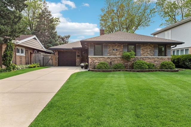 512 N Rose Ave, Park Ridge, IL 60068 - view of front of house featuring brick siding, concrete driveway, a chimney, an attached garage, and roof with shingles
