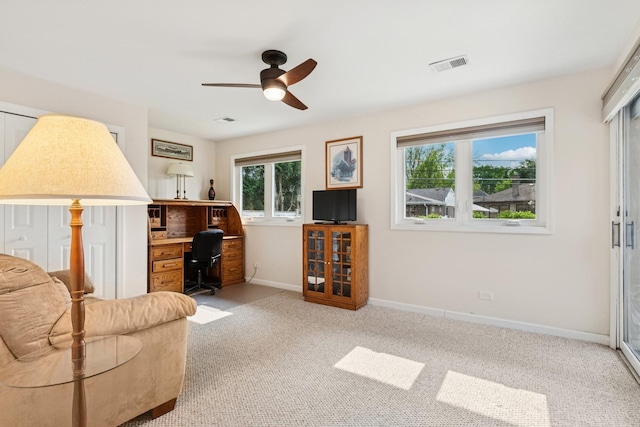 512 N Rose Ave, Park Ridge, IL 60068 - office featuring baseboards, ceiling fan, and carpet