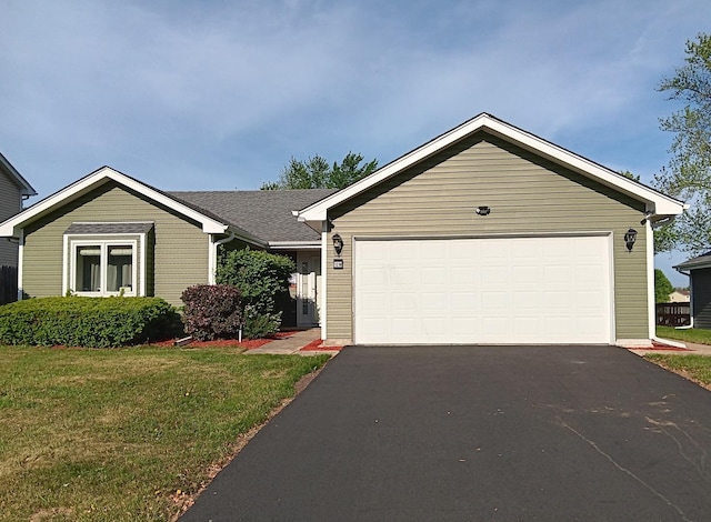 1210 Middlebury Dr, Aurora, IL 60504 - ranch-style house with driveway, a front yard, and a garage