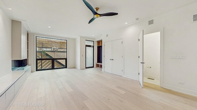 642 W Webster Ave Unit 1, Chicago, IL 60614 - unfurnished bedroom with light wood-style floors, recessed lighting, and a ceiling fan