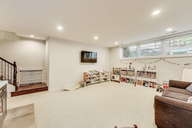 2312 W Belmont Ave Unit 1W, Chicago, IL 60618 - playroom featuring recessed lighting, carpet flooring, and plenty of natural light