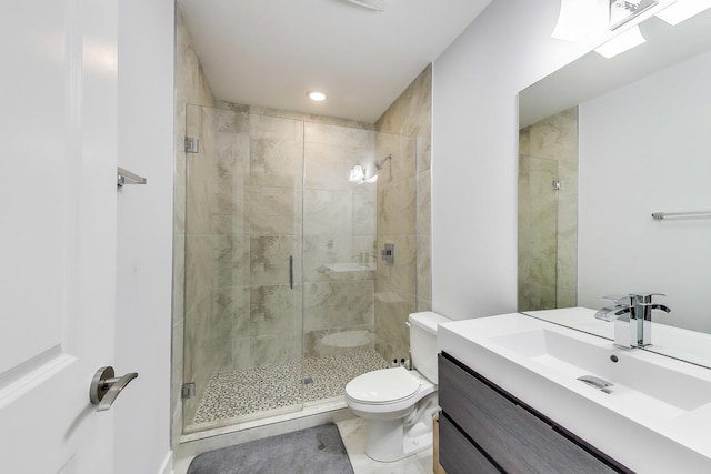 2312 W Belmont Ave Unit 1W, Chicago, IL 60618 - full bath with vanity, a shower stall, and toilet