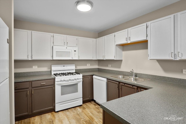 1840 Venson Ln Unit 1840, Joliet, IL 60435 - kitchen with white appliances, a sink, white cabinetry, and light wood-type flooring