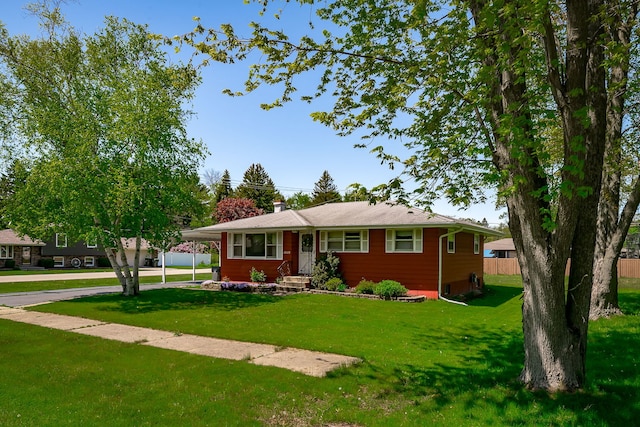 1410 Barnhart Ct, Zion, IL 60099 - ranch-style house featuring a carport, driveway, and a chimney