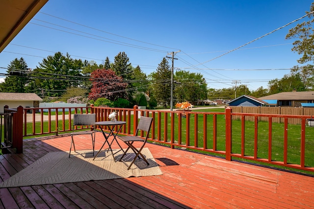 1410 Barnhart Ct, Zion, IL 60099 - wooden deck featuring a lawn